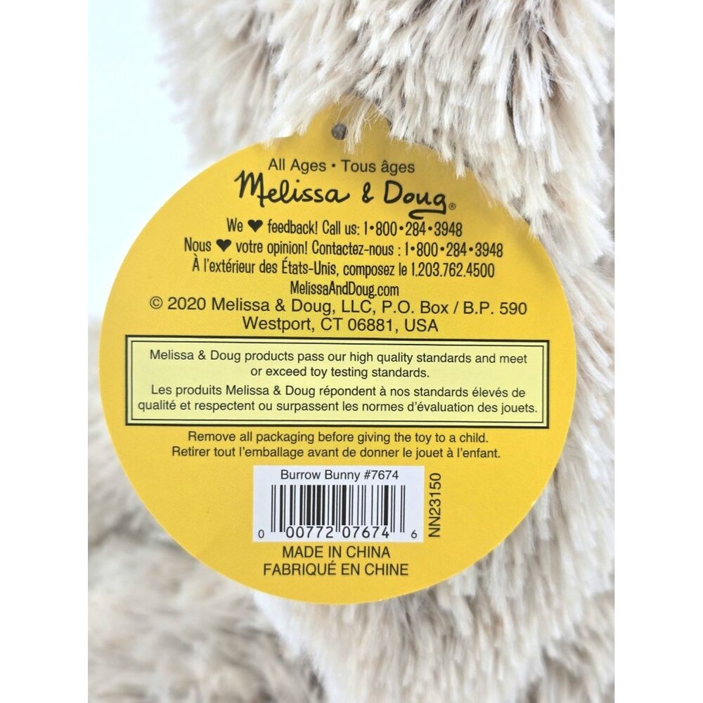 Melissa & Doug 7674 Burrow Bunny Rabbit Stuffed Animal New - Picture 8 of 11